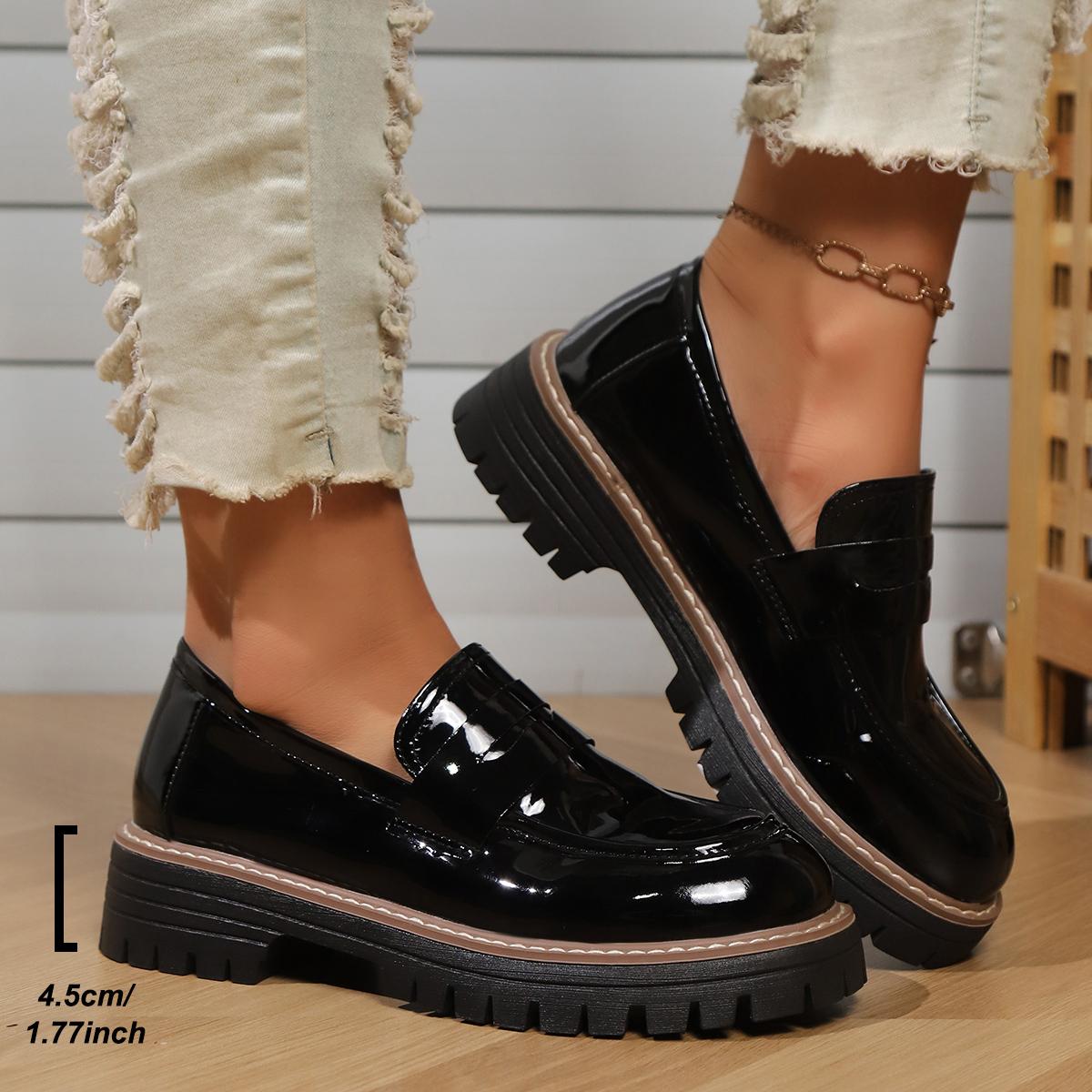 

Fashion New Style Thick-soled Loafers Shoes Stylish Low-top Japanese Style Black Thick-soled Loafers 36 чёрный