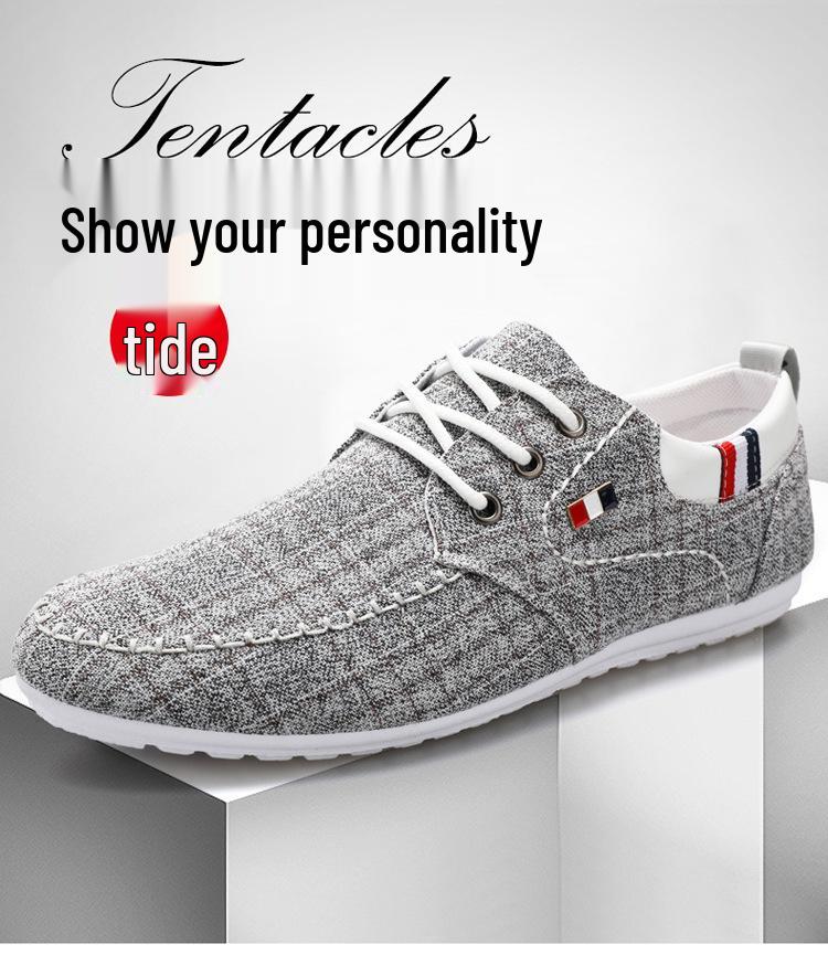 Men's Autumn Canvas Loafers - Versatile, Breathable, Soft Sole Casual Shoes with Korean Style Trend