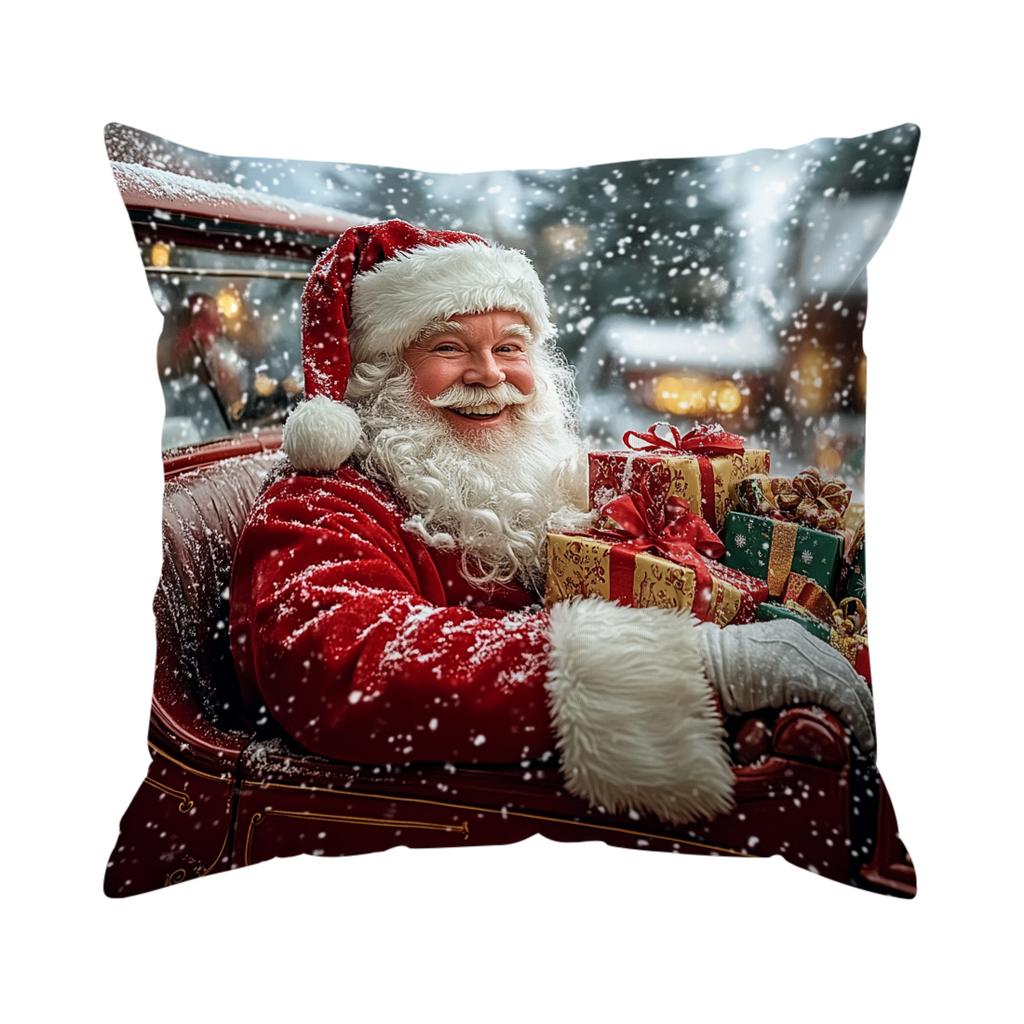 Santa Claus Cushion Pillowcase Printed Polyester 45X45Cm Throw Pillowcover Decorative Sofa Cushion Pillowslip Home Decor