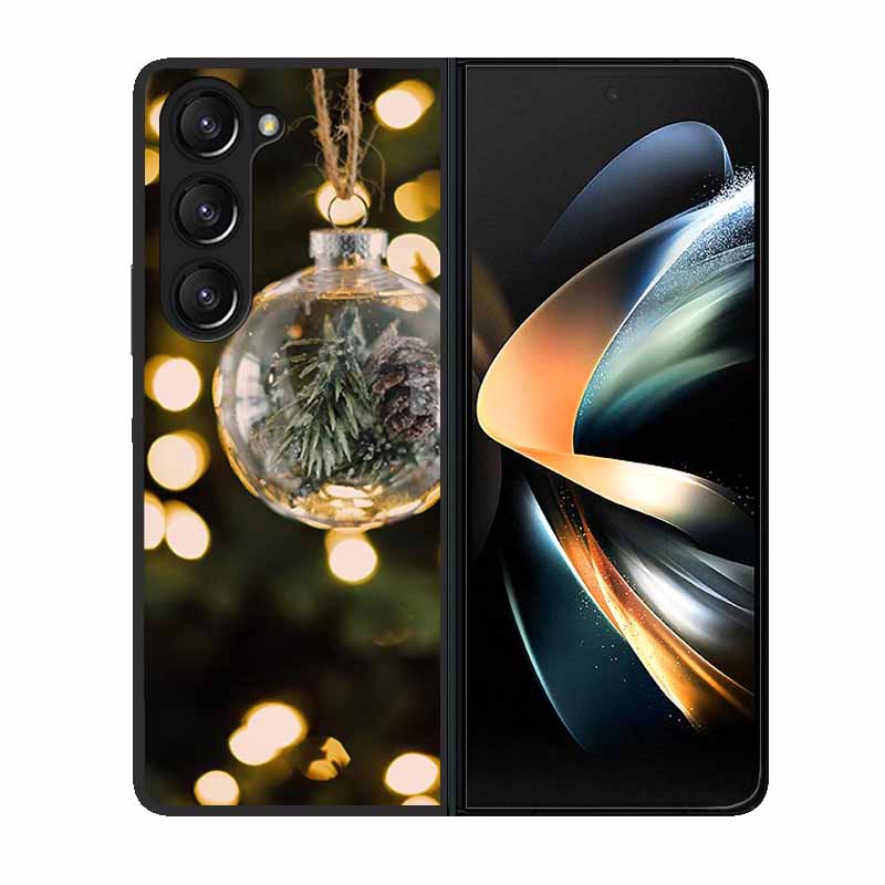 Christmas Case For Samsung Galaxy Z Fold 6 5 4 3 Cover Fold5 Fold4 Lovely Black Hard Plastic PC Cover For Galaxy Z Fold5 5G Case