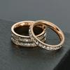 Gypsophila Stainless Steel Couple Ring Zircon Double Ring Set for Men Women Anniversary Gift