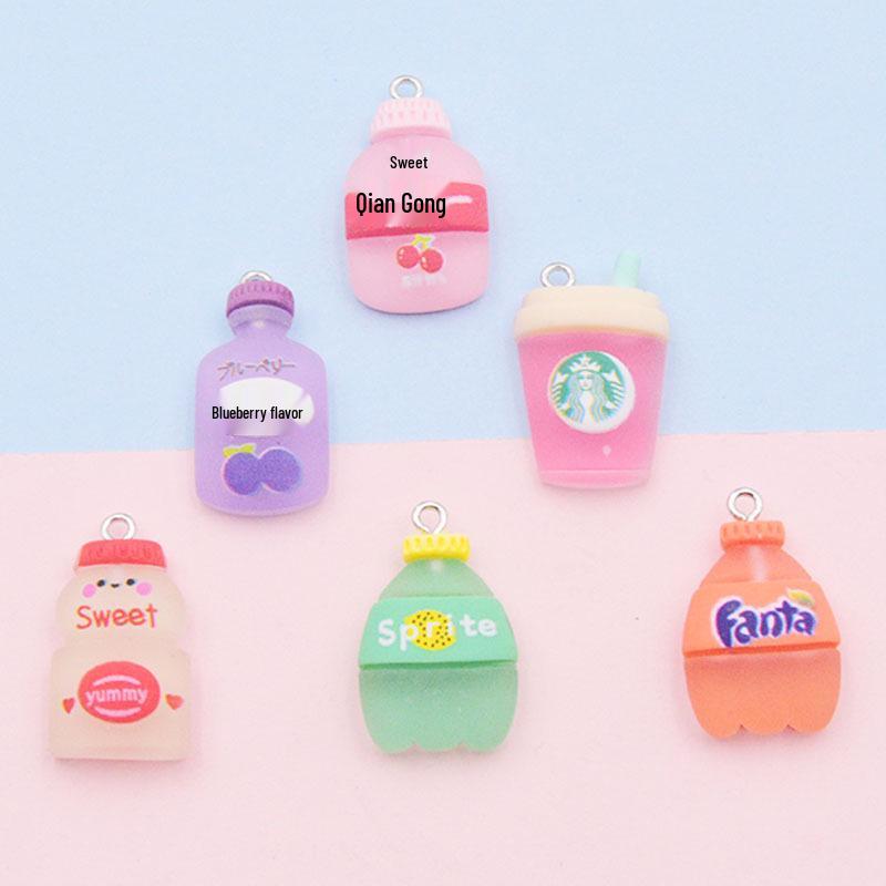 Resin Milk Tea Cup Keychain Pendant - DIY Jewelry Accessory