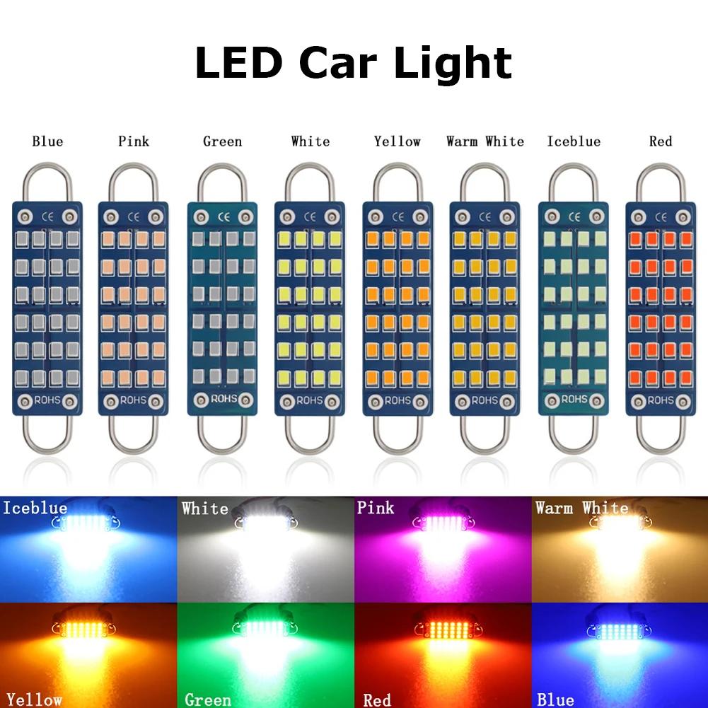 2Pcs Car W5W LED Canbus Bulbs 44mm Super Bright LED Lights 24SMD Reading Lamp Auto Interior Dome Light 240LM 12V Signal Lamp