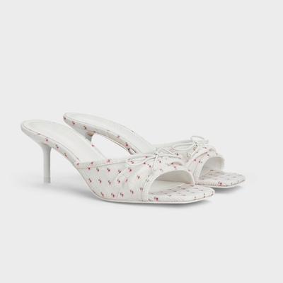Sandali Estivi Floreali con Tacco Alto da Donna Ciabattine Moda Punta Quadrata Slip-on Scarpe da Donna da Esterno per Feste Abito Scivoli
