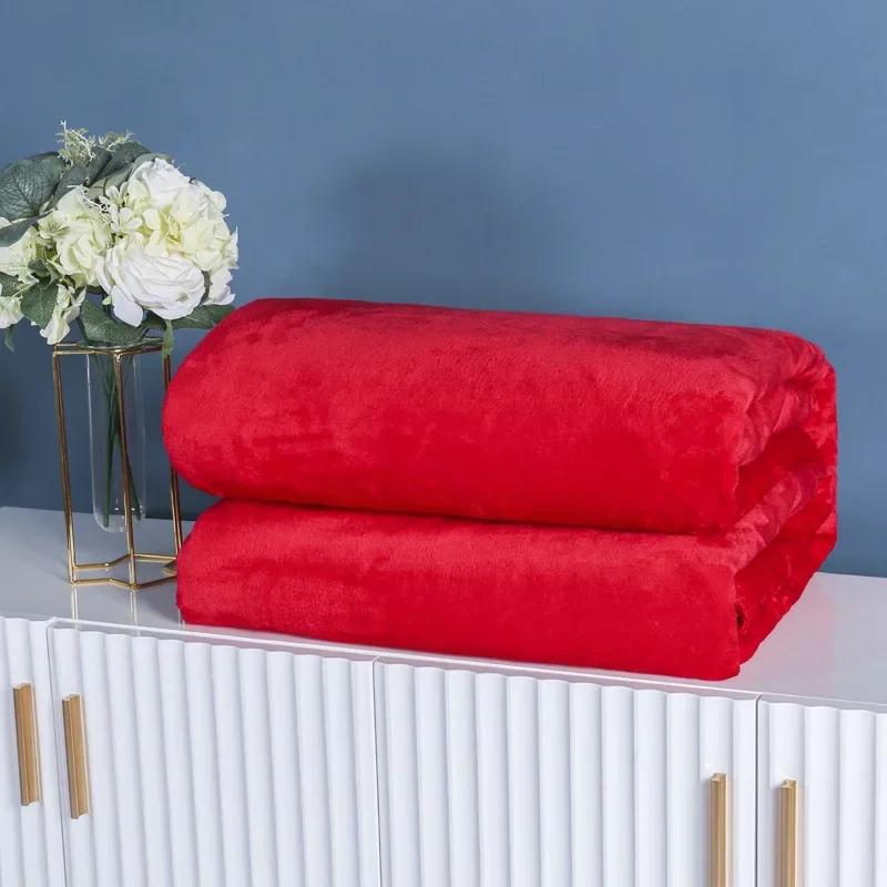 1 Piece Solid Color Flannel Blanket Soft Warm Throw Blankets for Couch Sofa Office Bed Camping Travel Multi-purpose Gift Blanket