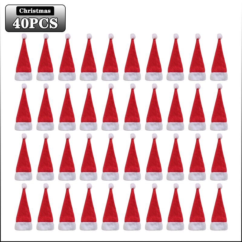 10-40PCS Christmas Hat Cutlery Dinner Fork Set Tableware Decoration for Hotel Restaurant Kitchen Bar Christmas Party Supplies