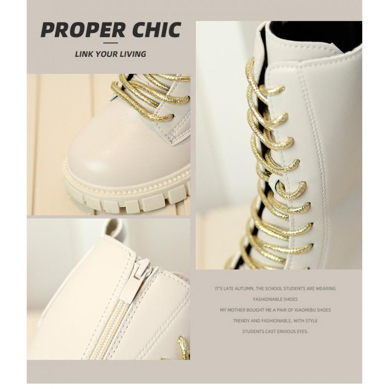 Kinder Mädchen High Shaft Martin Boots in Gold Weiß Schwarz Kleinkind Kind Mode Herbst Winter
