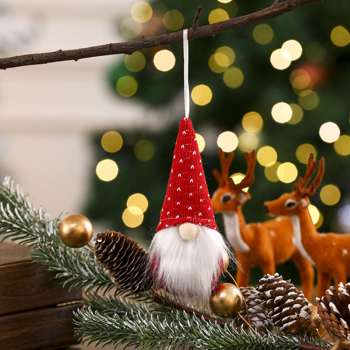 Christmas Knit Faceless Old Man Doll Decoration - Small Red Tree Pendant