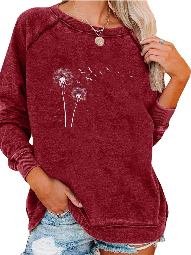 Women's Loose Pullover Sweatshirt Spring/Fall Fashion Print Top