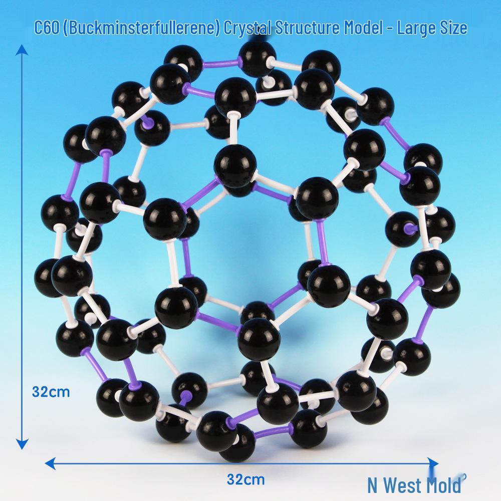 30mm Carbon 60 Fullerene Model - 60 Balls Crystal Structure Representation of Carbon Allotrope Carbon 60 - Large Size