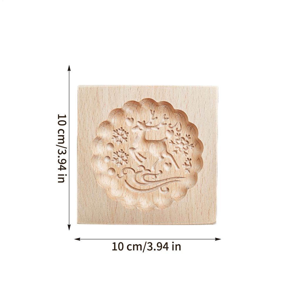 3D Wood Cookie Mold Christmas-themed Tree Santa Claus Snowman Reusable Wooden Biscuits Cutter DIY Cookie Cutter Baking Supplies