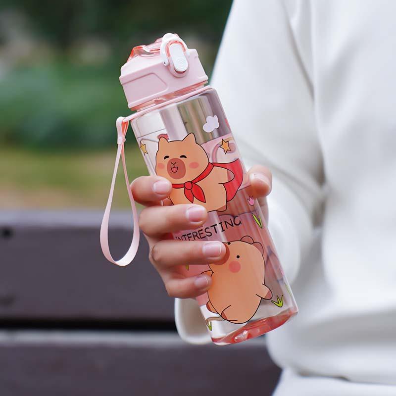 Capibala Straw Cup Cute Children's Straw Cup High Appearance Student Carrying Rope Portable Cartoon Water Cup Sports Water Cup