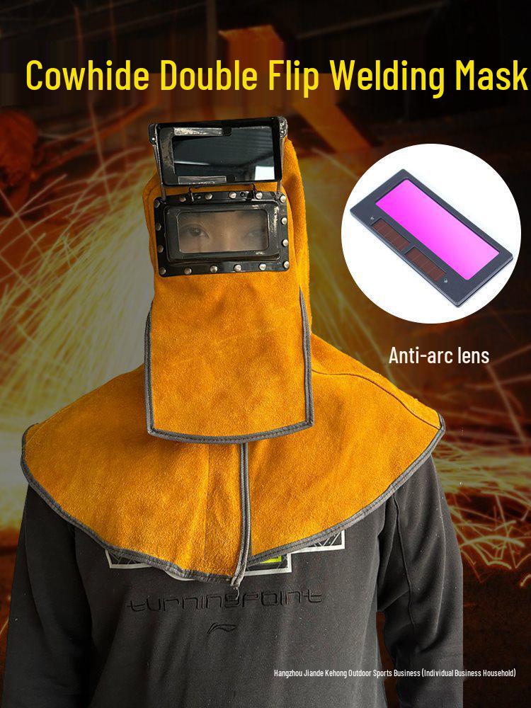 Сварочный капюшон из коровьей кожи с маской-автозатемнением Solar Auto-darkening Lens