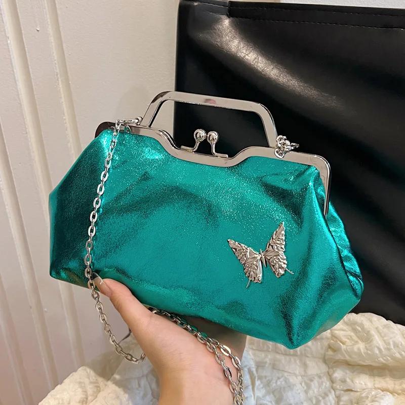 

Блестящие сумки из искусственной кожи золотого цвета для женщин, вечерние сумки, сумка через плечо, цепочка, текстура, ярко-розовая сумка, ракушка, зажим, мода