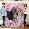 Couverture en flanelle avec chatons mignons Couvertures douces et confortables Utilisation pour la sieste et le voyage