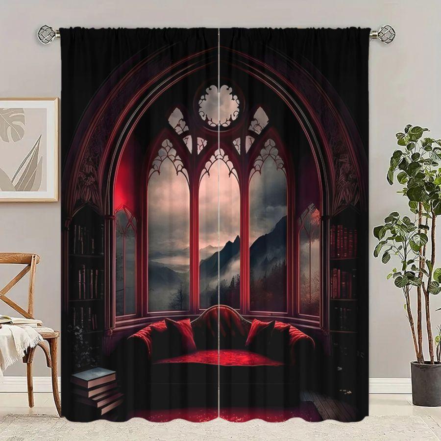 2pcs- Dark simulation sofa polyester curtains, pole bag curtains 42 * 84, bedroom, living room, family room decoration