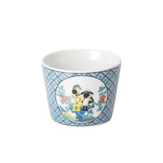Kutani ware Iwataya Shaun the Sheep cup in the Ko-Kutani style SS-51
