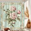 Decorative Botanical Floral Shower Curtain Peony Rose Print Waterproof Bathroom Liner Vintage Cottage Style Elegant Bathroom Dec