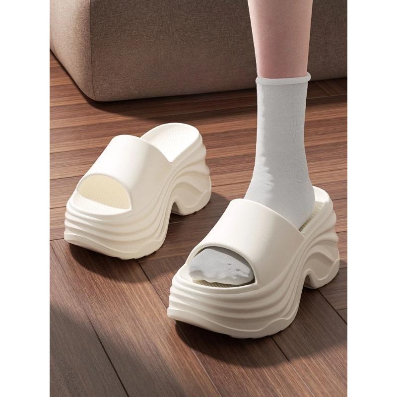 Solid Color EVA Platform Slippers Women Thick Sole Non Slip Beach Slides Sandals Lady Summer Soft Sole Wedge Heel