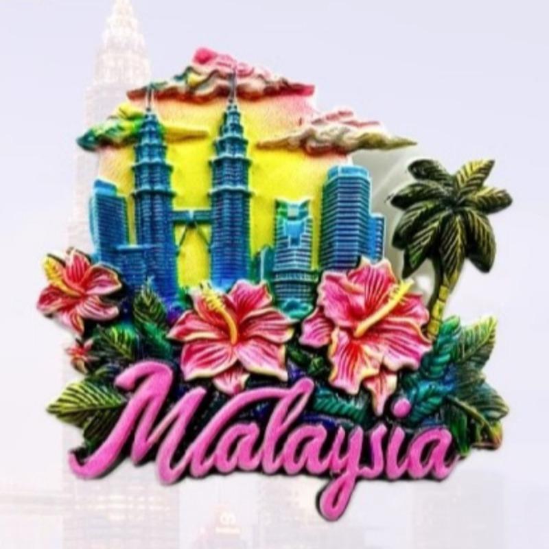 Malaysia Fridge Stickers Kuala Lumpur Travel Souvenirs Hibiscus Flowers Petronas Twin Towers Fridge Magnets Wedding Gifts