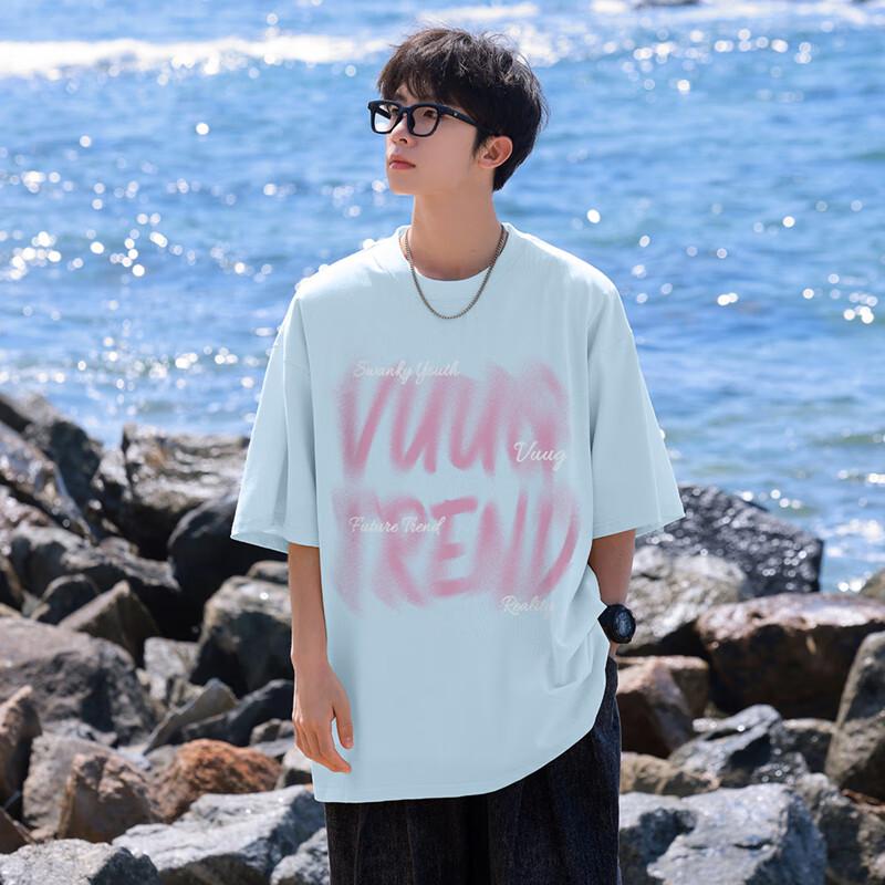 VUUG Men s Cotton Letter Print Short Sleeve T-Shirt M