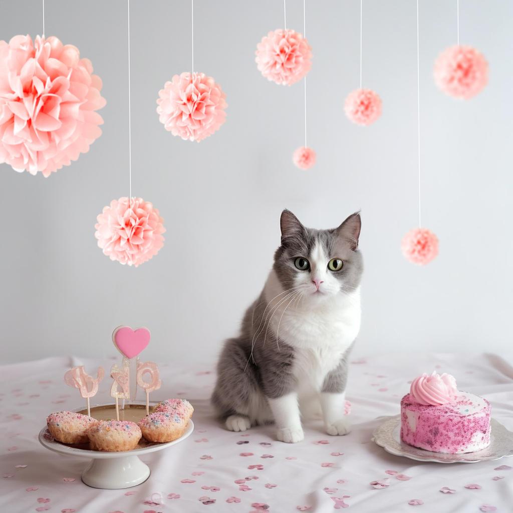 1pcs Set 7.8inch Pink Paper Flower Balls Paper For Birthday Party Pom Pom Paper Balls Hanging Flowers Pom Pom Paper