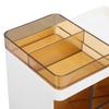 Makeup Brush Holder with Drawer Desktop Stationery Supplies Storage Box for Office School Vanity White and Dark Brown