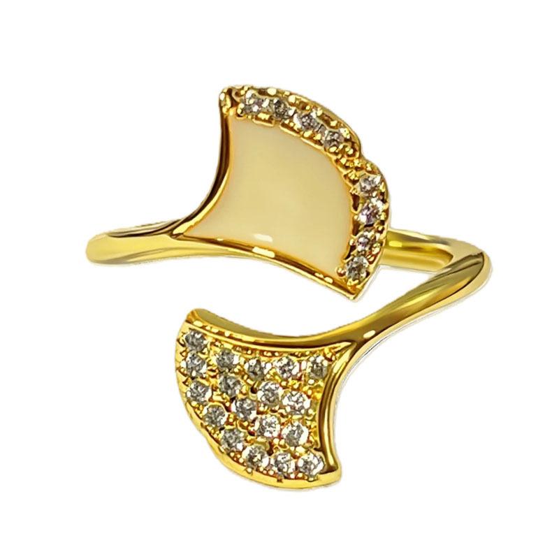 2026 Ring Female Niche Design Sense Geometric Micro-inlaid Zircon Cold Wind Versatile Retro Adjustable Texture Ring