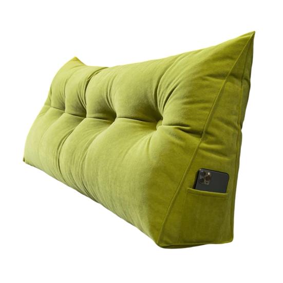 Headboard Triangular Pillow Headboard Wedge Cushion with Removable Cover Daybed Bolster Pillow with Side Pocket for Bed Reading Working