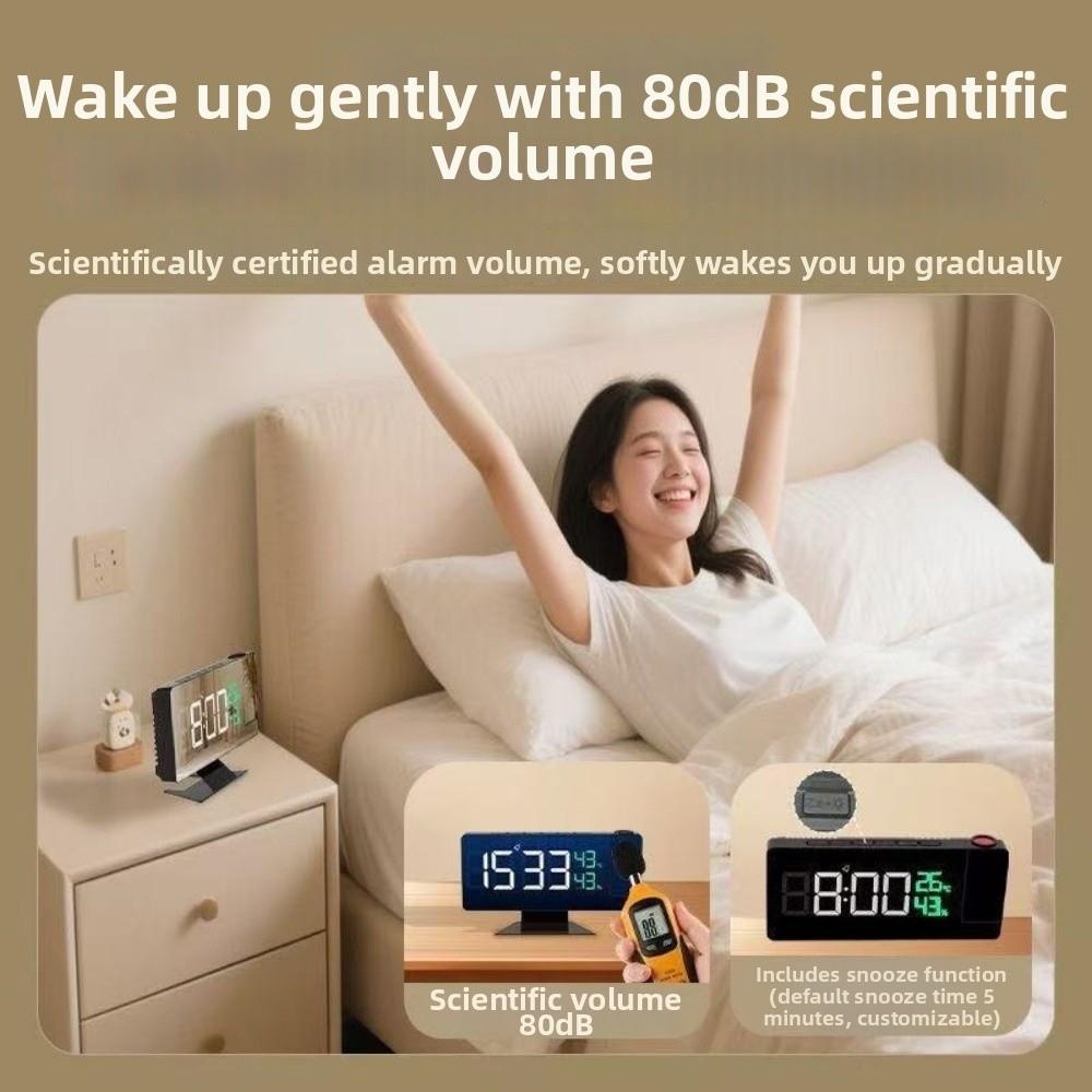 Temperature Humidity Display Mirror Projection Clock Rotatable Electronic Alarm Clock Home Office