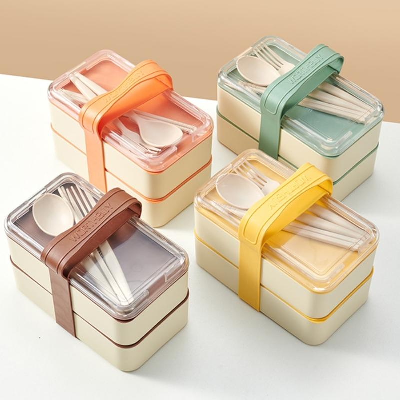 Plastic Bentos Container Leakproof Seal Compartmentalized Design Lunch Box Utensils Included for School Office Use