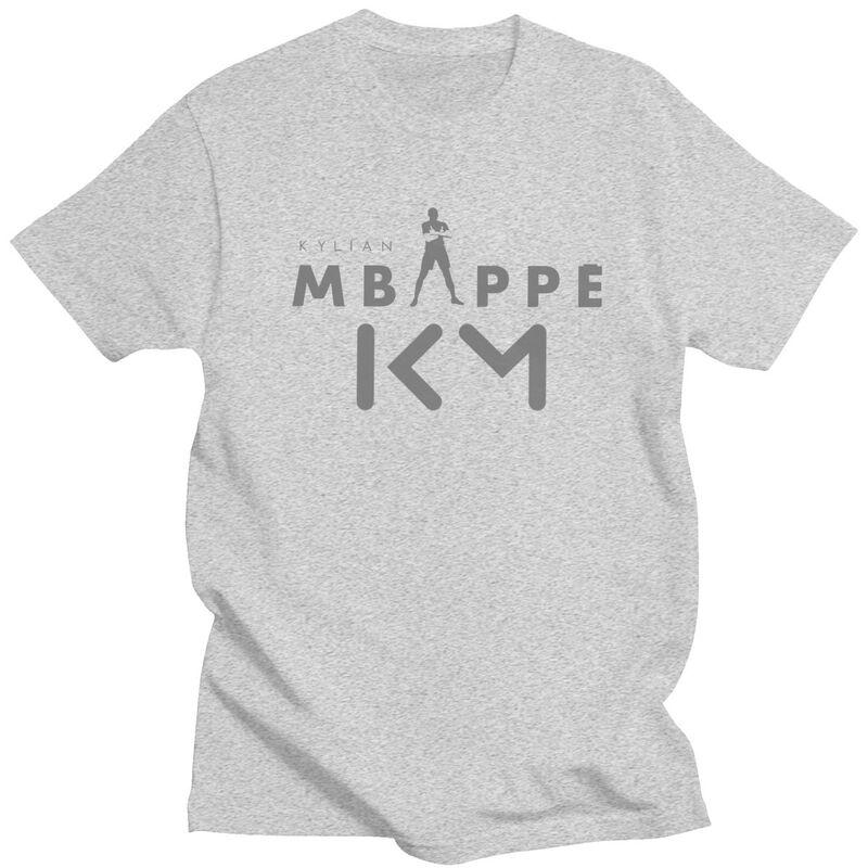Custom Soccer Gift Mbappes KM Logo T Shirt Men 100 Cotton Tshirt Casual Football Lover Tee Tops Streetwear Tshirts