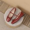 Fashion Large Size Women's Ballet Shoes Autumn Square Toe Soft Sole Bow Knot Mary Jane Shoes Elegant Luxury Fashion Buckle Strap Flats