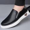 Autumn and Winter New Men's Casual Leather Shoes with One Foot, White Leather Non-slip Soft-soled Middle-aged Dad Driving Doudou Shoes
