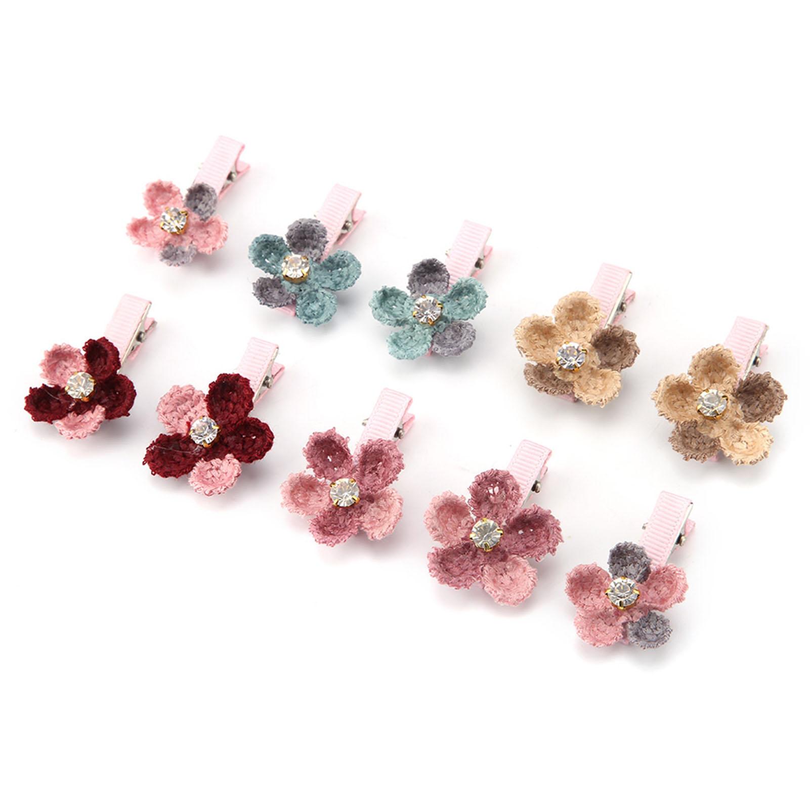 

10 lot Hair Accessories for Pets Puppy Dog Cat Grooming Floral Hairpins Hairs Clips