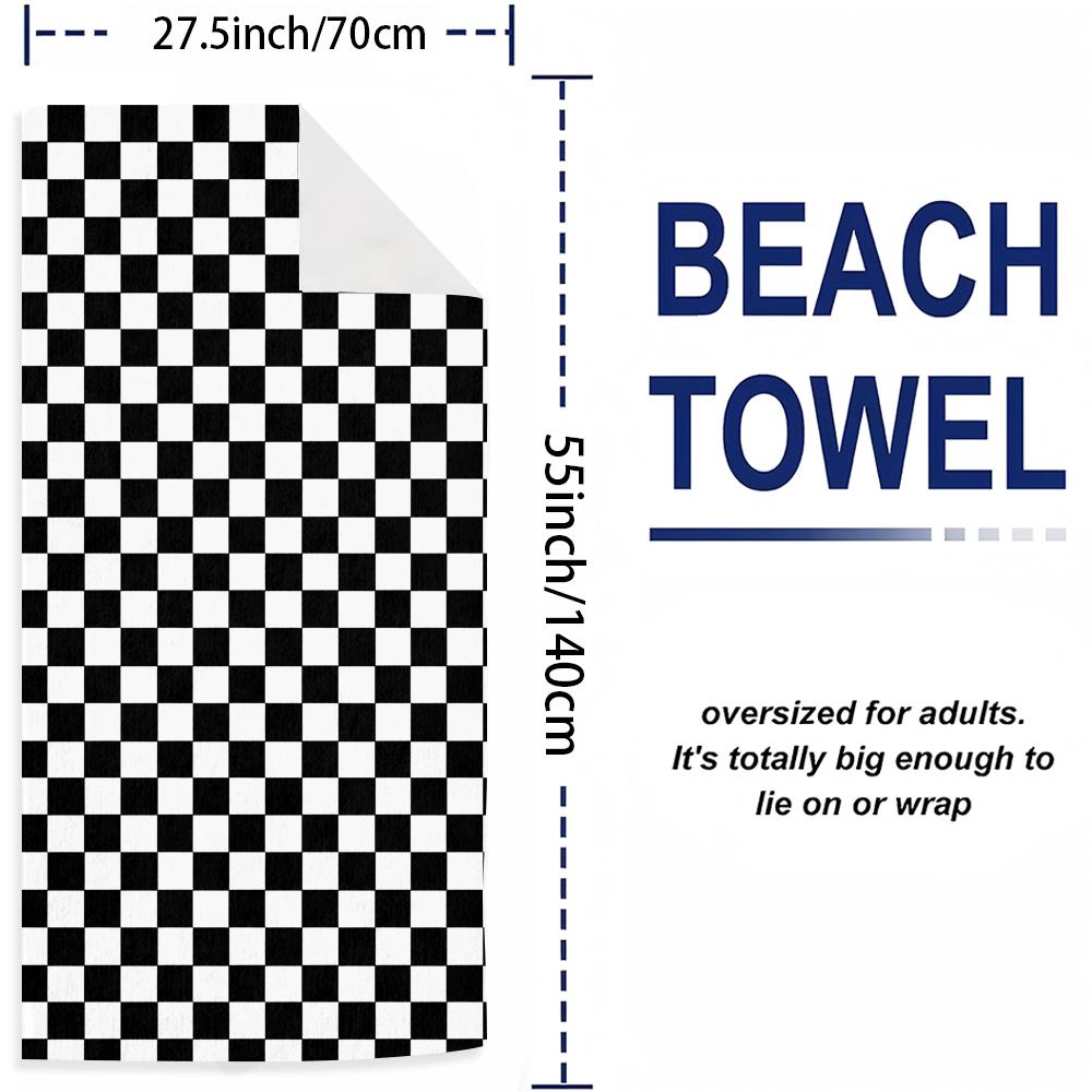 Stitched Gingham Pink Bloom Microfiber Quick Dry Beach Towel Cute Cartoon Anime Absorbent Soft Bath Towel for Travel Adult Kids