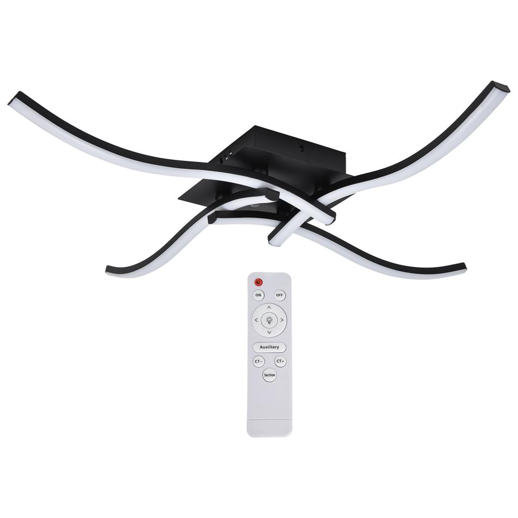 Oświetlenie sufitowe LED o falistym kształcie 3-kolorowe ściemnianie oprawa sufitowa z kutego żelaza z pilotem w kolorze czarnym