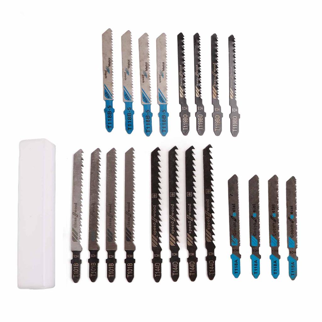 20 Stück Stichsägeblätter Set HSS T-Schaft Klar Schnellschneidende Stichsägeblätter für Holz Metall