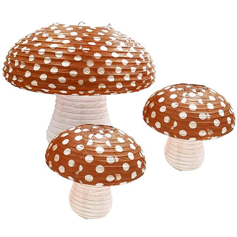 Outdoor Mushroom Lantern Ornaments: Decorative Photo Paper Lanterns for Parties and Restaurants