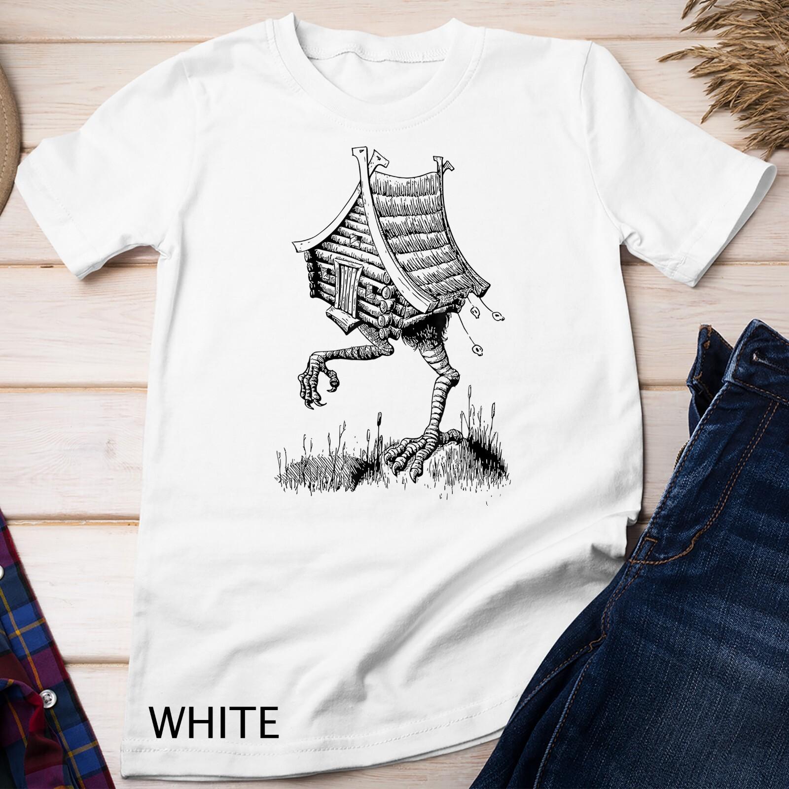 Walking House on Chicken Legs Slavic folklore Baba Yaga Art Unisex T-Shirt Mens Womens Tees Top M