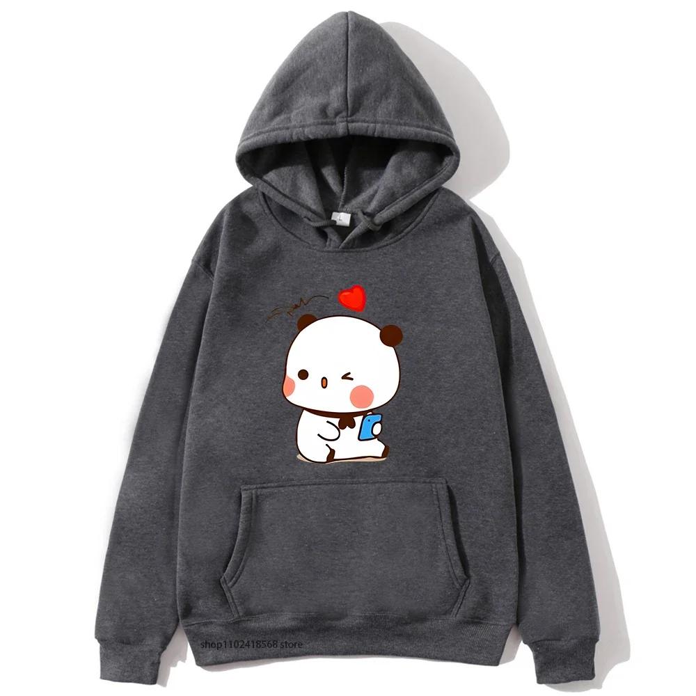 Cute Dudu and Bubu Hoodies Panda and Brownie Bear Couple Sweatshirt Men Women Clothes Kawaii Style Top