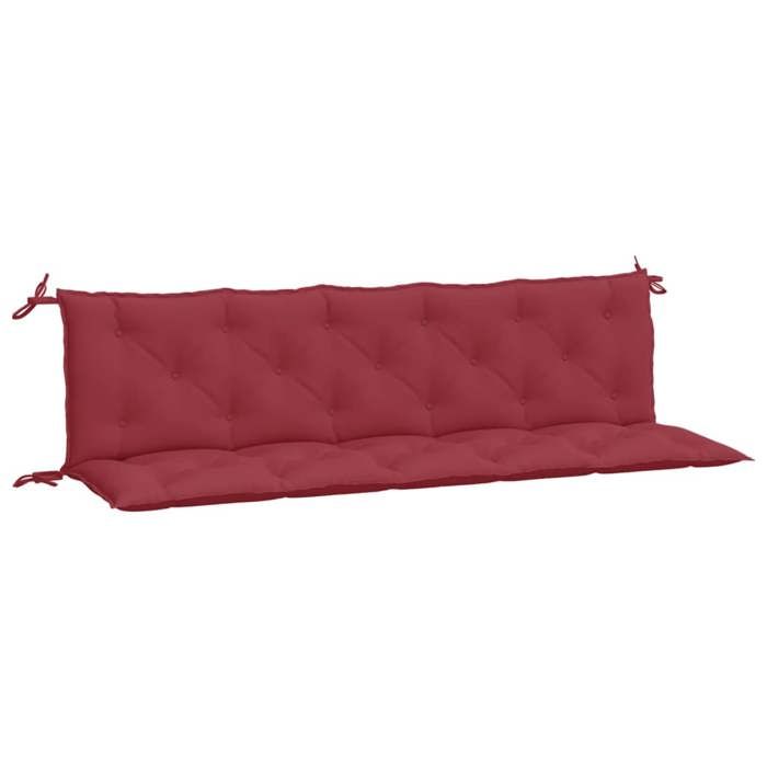 VidaXL Lot de 2 Coussins de Banc de Jardin, Revêtement de Banc avec Jeux de Cordes, Coussin d'Extérieur Imperméable, Rouge 361725