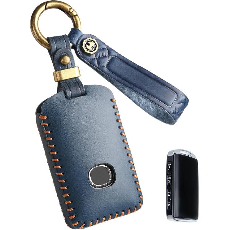 Key Fob Cover for CX9 CX5 CX50 CX90 CX30 Leather Key Case Keychain Car Key Holder Protector (Blue)