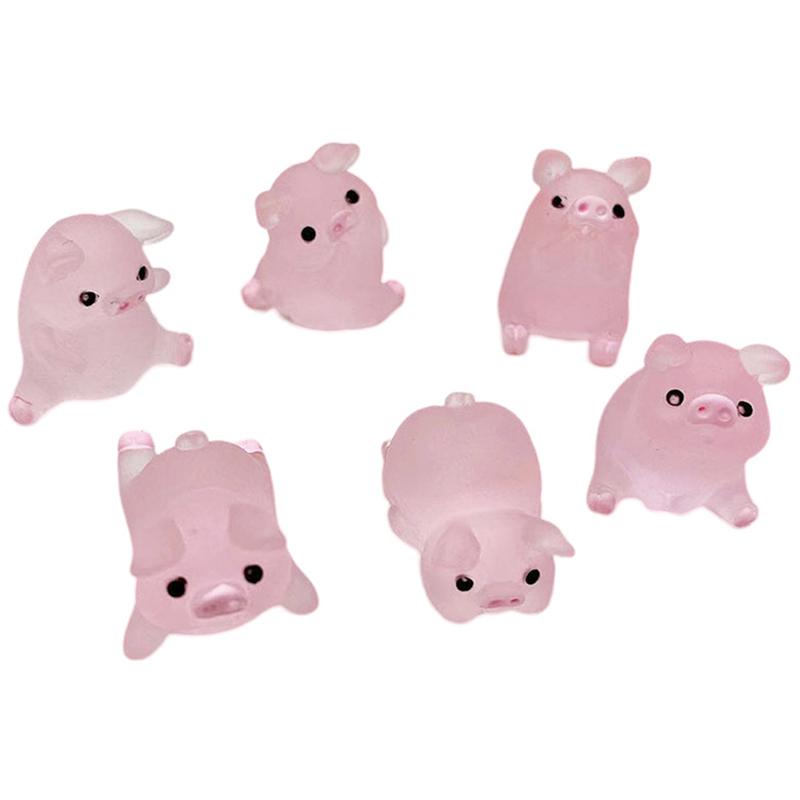 1/5Pcs Mini Luminous Piggy Decor Car Dashboard Home Ornaments Diy Accessories