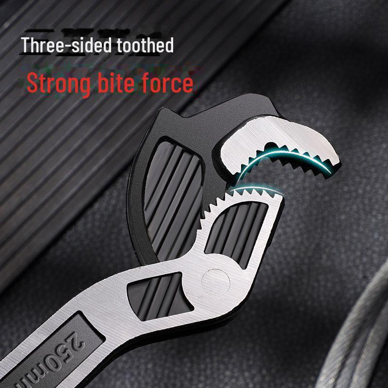 Industrial Grade 10” Multifunctional Adjustable Wrench: Self-Locking, High Hardness, Chrome Vanadium Steel, Ideal for Bathroom Use.