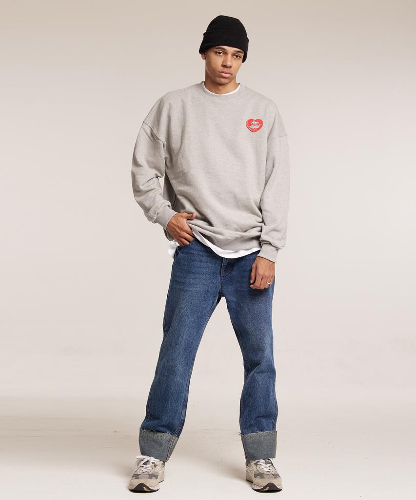 CREAM SODA LAB Human Highlight Sweatshirt Small Heart Gray Red