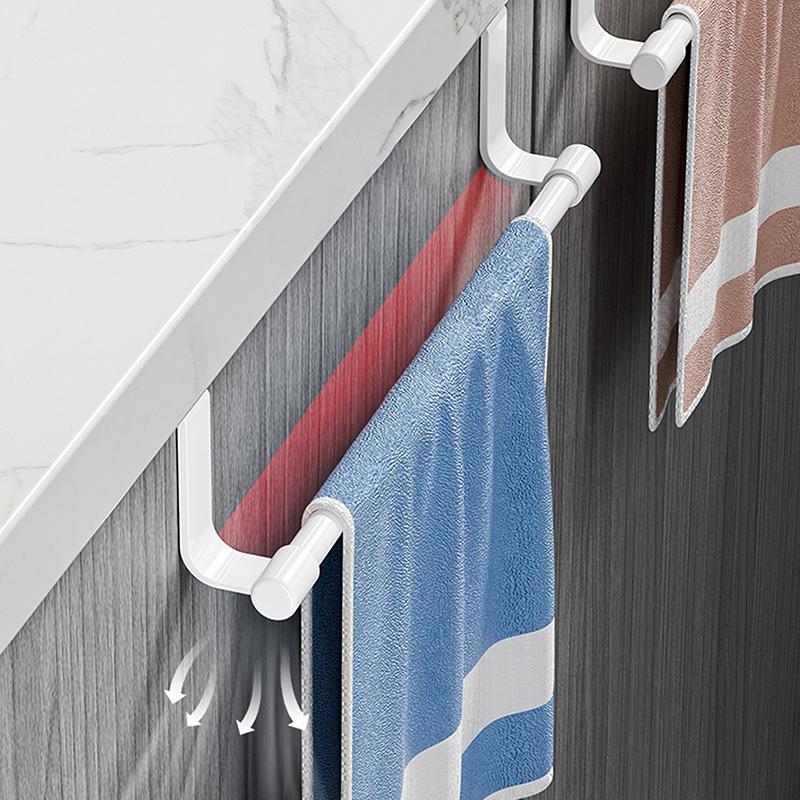 1Pcs Wall-Mounted Kitchen Cabinet Towel Rack - Space-Saving Dishcloth Holder For Home And Bathroom No Drilling Require