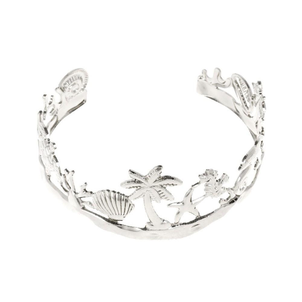 Adjustable Starfish Cuff Bracelet Metal Material Coconut Tree Bracelet Fashion Open Bracelet  Beach