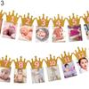 1st Baby Birthday Party Glitter Crown Monthly Photo Banner 1-12 Months Garland