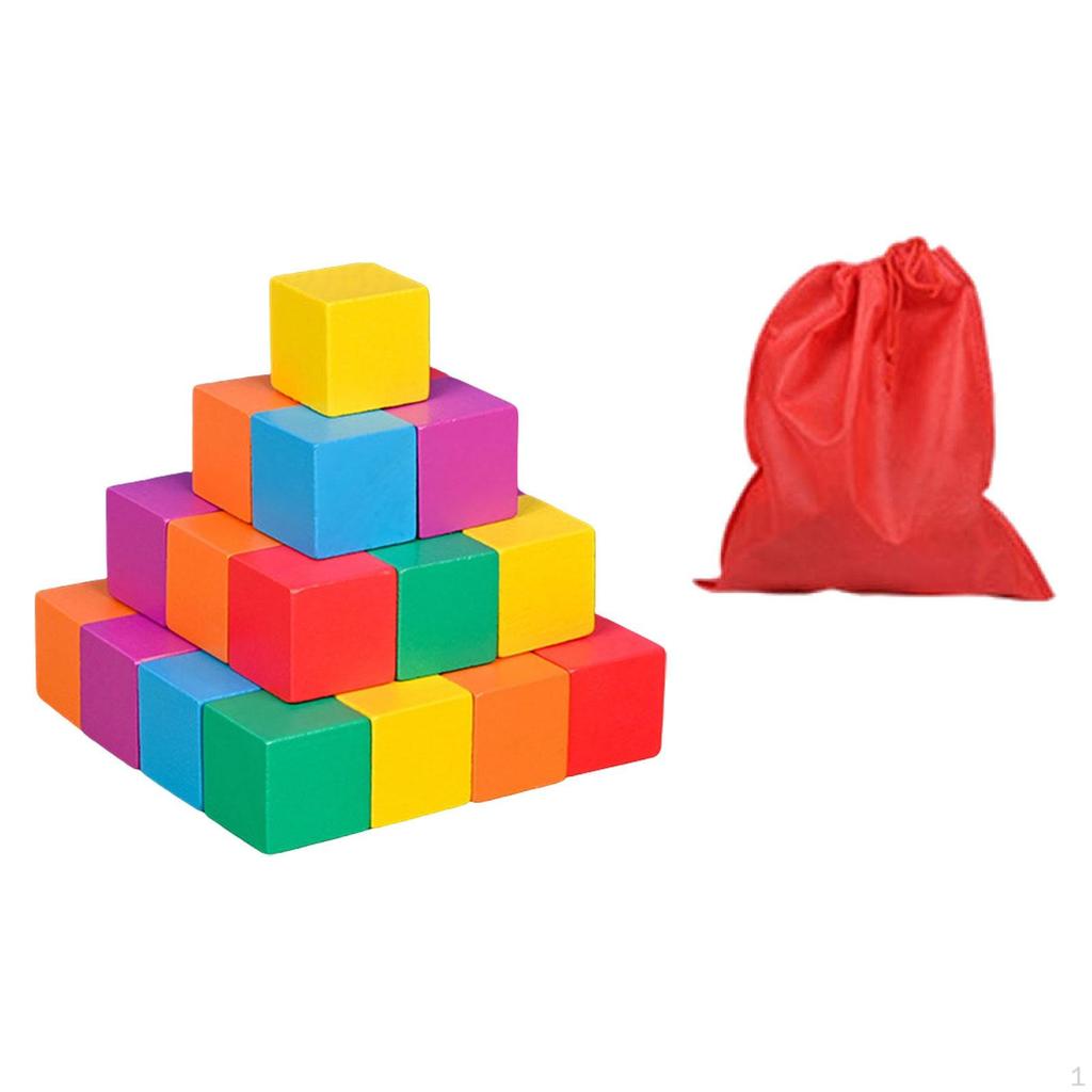 And Sorting Cubes, Math Toy for Early Learning, Versatile, Colorful Square Wooden Blocks Puzzles
